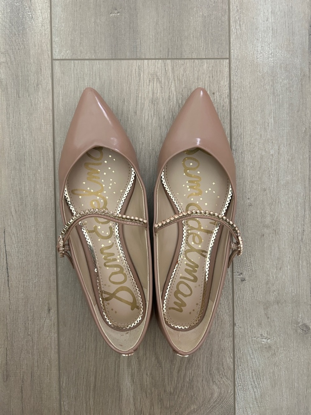 Sam Edelman Pointed Toe Mary Jane Flats in Nude Blush size 6.5